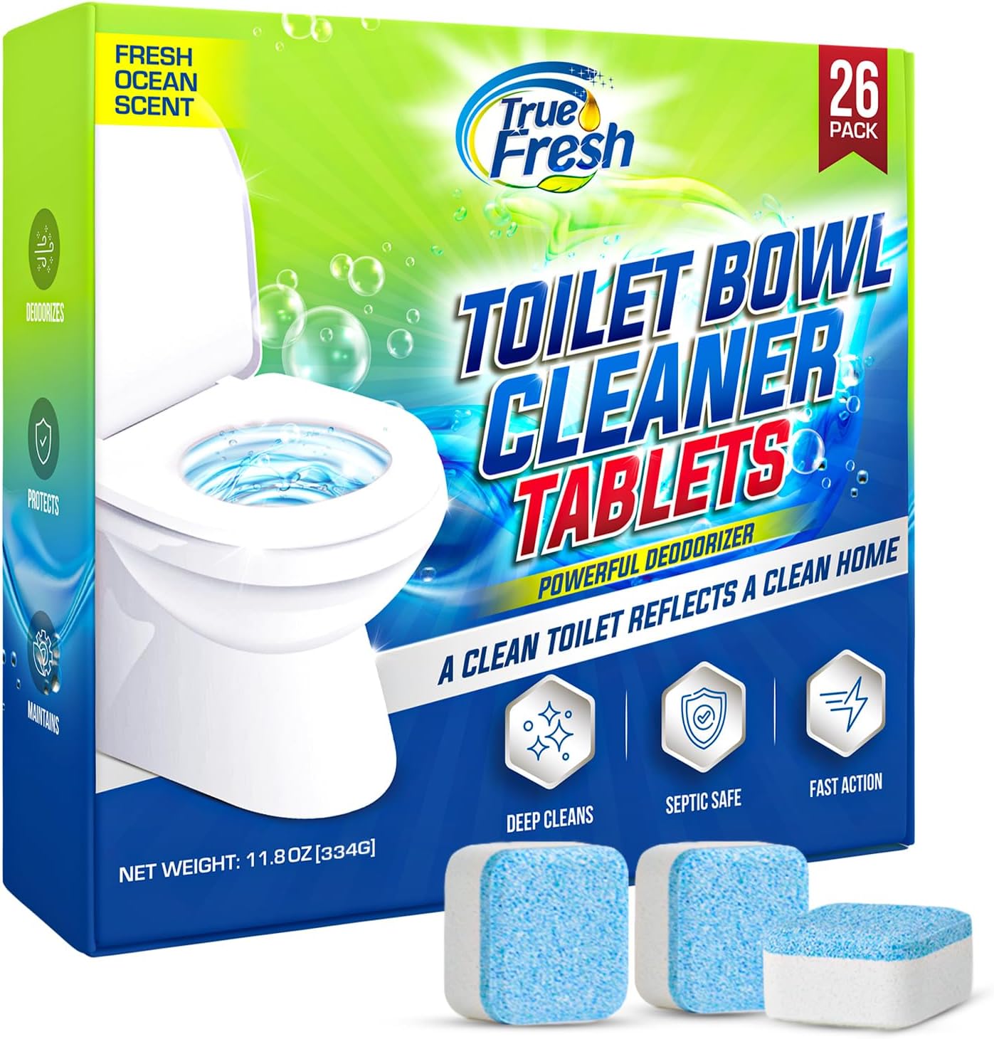 True Fresh Toilet Bowl Cleaner Tablets 26 Count – Fresh Ocean Scent