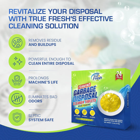 True Fresh Garbage Disposal Cleaner Tablets – 24 Count – Fresh Ocean Scent