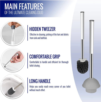 True Fresh Toilet Brush & Plunger Set – Pack of 2 With Caddy Holder