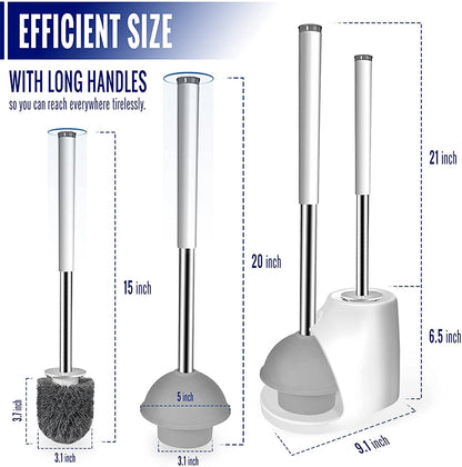 True Fresh Toilet Brush & Plunger Set – Pack of 2 With Caddy Holder