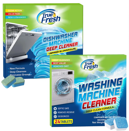 Washer Cleaning Tablets and Dishwasher Cleaner Tablets 24 Pack Bundle